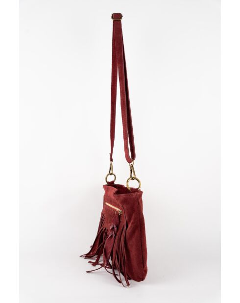 Nox Schultertasche aus Veloursleder in Burgunderrot, 22 x 28 x 2 cm