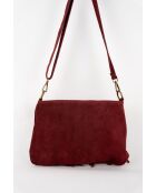 Nox Schultertasche aus Veloursleder in Burgunderrot, 22 x 28 x 2 cm