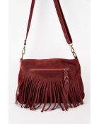 Nox Schultertasche aus Veloursleder in Burgunderrot, 22 x 28 x 2 cm