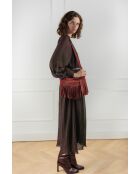 Nox Schultertasche aus Veloursleder in Burgunderrot, 22 x 28 x 2 cm