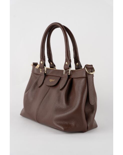 Jett Mokka-Lederhandtasche - 22x33x11 cm