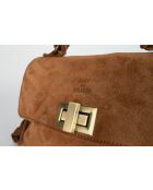 Neva camel fluwelen leren handtas - 28x22x10 cm
