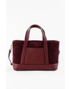 Sac à main en Velours de Cuir Belly Bordeaux - 35x21x12 cm