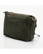 Katya Schultertasche aus Samtleder in Petrolgrün, 24 x 18 x 7,5 cm