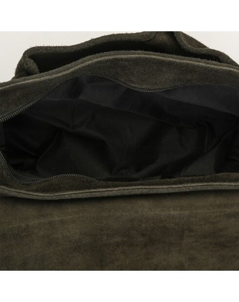 Katya Schultertasche aus Samtleder in Petrolgrün, 24 x 18 x 7,5 cm