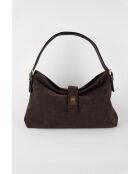 Ella moka fluwelen leren schoudertas - 25x29x9 cm