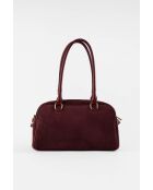Bolso de hombro Drew Bordeaux de piel aterciopelada, 28 x 19 x 9 cm