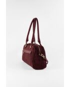 Bolso de hombro Drew Bordeaux de piel aterciopelada, 28 x 19 x 9 cm