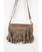 Nox Schultertasche aus taupefarbenem Samt aus Leder - 22x28x2 cm