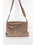 Nox Schultertasche aus taupefarbenem Samt aus Leder - 22x28x2 cm