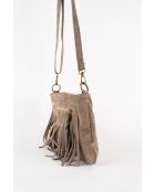 Nox Schultertasche aus taupefarbenem Samt aus Leder - 22x28x2 cm