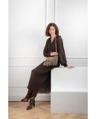 Nox Schultertasche aus taupefarbenem Samt aus Leder - 22x28x2 cm