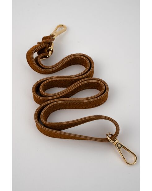 Kyro camel leren fluwelen schoudertas - 24x21x4 cm