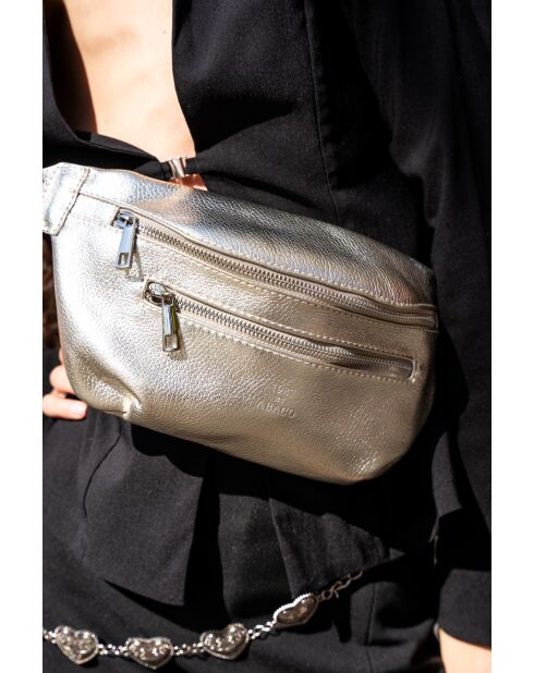 Marsupio in pelle Tena dorata - 31x14x4,5 cm