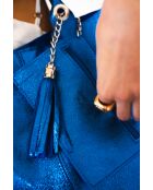 Borsa in pelle Yana blu metallizzato - 37x25x35 cm