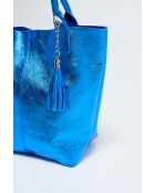 Borsa in pelle Yana blu metallizzato - 37x25x35 cm
