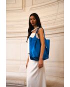 Borsa in pelle Yana blu metallizzato - 37x25x35 cm