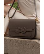 Sac bandoulière en Cuir Ambre Taupe - 26x17x8 cm