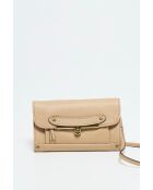 Bolso al hombro Simone de piel nude - 20x13 cm