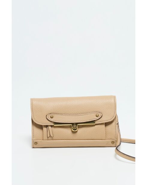 Bolso al hombro Simone de piel nude - 20x13 cm