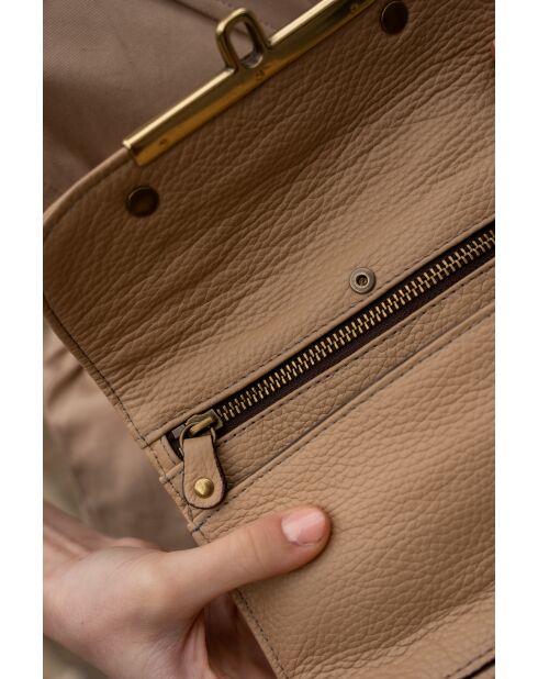 Bolso al hombro Simone de piel nude - 20x13 cm