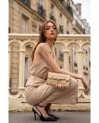 Bolso al hombro Simone de piel nude - 20x13 cm