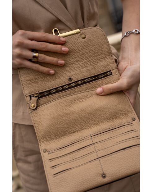 Bolso al hombro Simone de piel nude - 20x13 cm