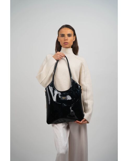 Sac porte épaule en Cuir neven noir - 32x30x1 cm