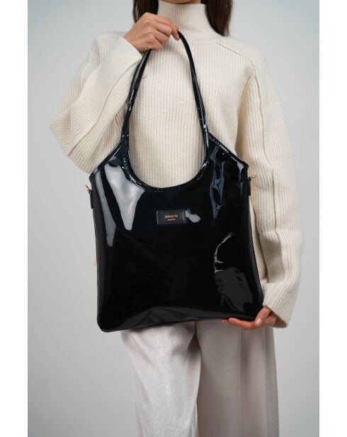 Sac porte épaule en Cuir neven noir - 32x30x1 cm