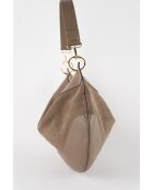 Kael Schultertasche aus taupefarbenem Samt -28x44x2 cm