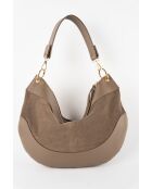 Kael Schultertasche aus taupefarbenem Samt -28x44x2 cm