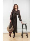 Kael Schultertasche aus taupefarbenem Samt -28x44x2 cm