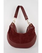 Kael Schultertasche aus burgunderfarbenem Samt - 28x44x2 cm