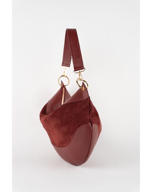 Kael Schultertasche aus burgunderfarbenem Samt - 28x44x2 cm