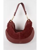 Kael Schultertasche aus burgunderfarbenem Samt - 28x44x2 cm