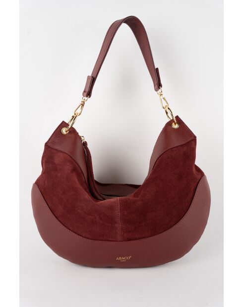 Kael Schultertasche aus burgunderfarbenem Samt - 28x44x2 cm