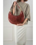 Kael Schultertasche aus burgunderfarbenem Samt - 28x44x2 cm