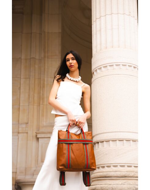 Sac à dos  en Cuir Gao Dollaro Camel - 37,5x9x37 cm