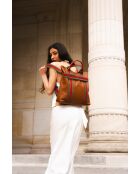 Sac à dos  en Cuir Gao Dollaro Camel - 37,5x9x37 cm