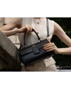 Noa Schultertasche aus schwarzem Leder, 26 x 16 x 10 cm