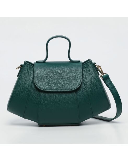 Smaragdgrüne Schultertasche Lara aus Leder - 20x28x8 cm