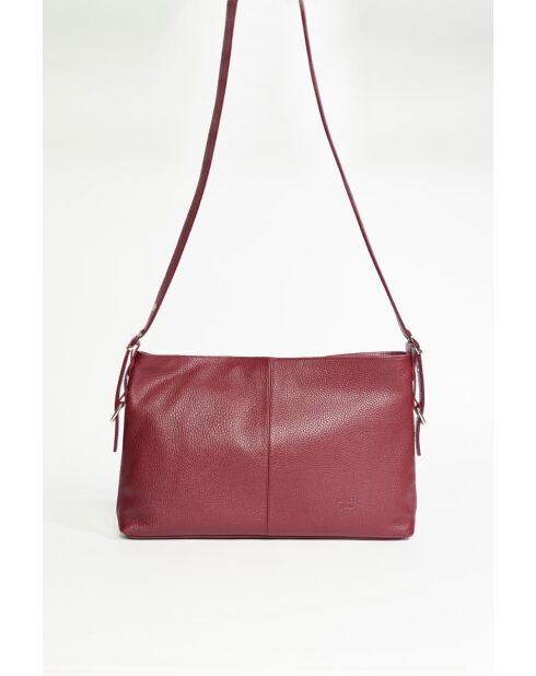 Sac bandoulière en Cuir Zita Bordeaux - 42x25x8 cm
