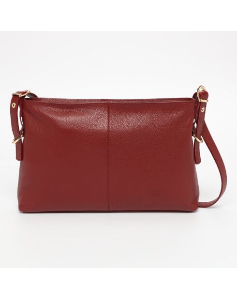 Sac bandoulière en Cuir Zita Bordeaux - 42x25x8 cm