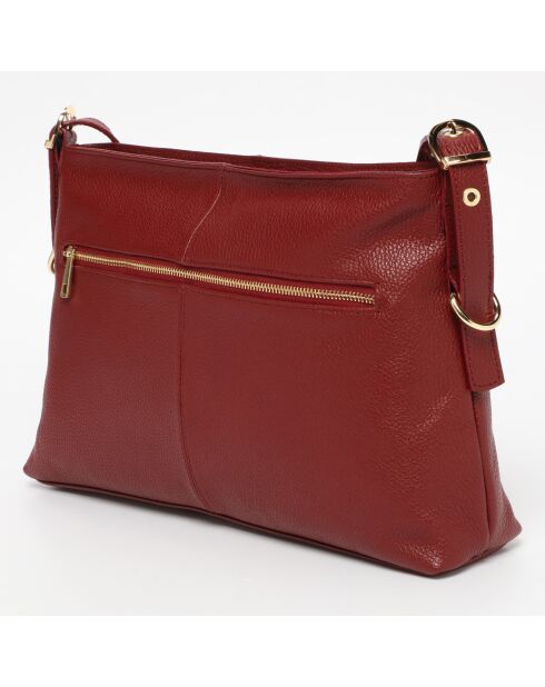 Sac bandoulière en Cuir Zita Bordeaux - 42x25x8 cm