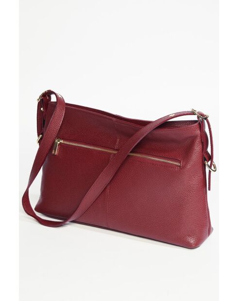 Sac bandoulière en Cuir Zita Bordeaux - 42x25x8 cm