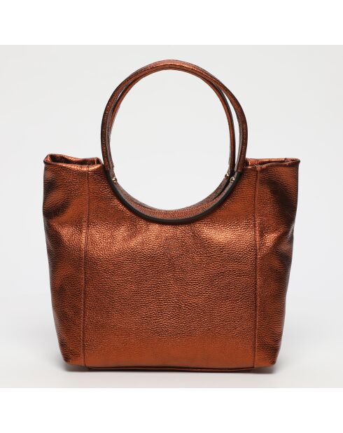 Julia metalen bronzen leren schoudertas - 41x30x12 cm