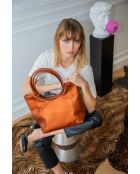 Julia metalen bronzen leren schoudertas - 41x30x12 cm