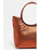 Julia metalen bronzen leren schoudertas - 41x30x12 cm