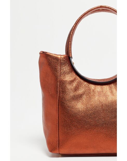 Julia metalen bronzen leren schoudertas - 41x30x12 cm