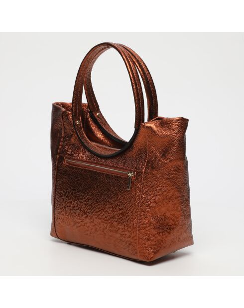 Julia metalen bronzen leren schoudertas - 41x30x12 cm